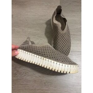 Ilse Jacobsen Hornbaek Tulip Laser Cut Platform Slip On Sneakers Taupe 39